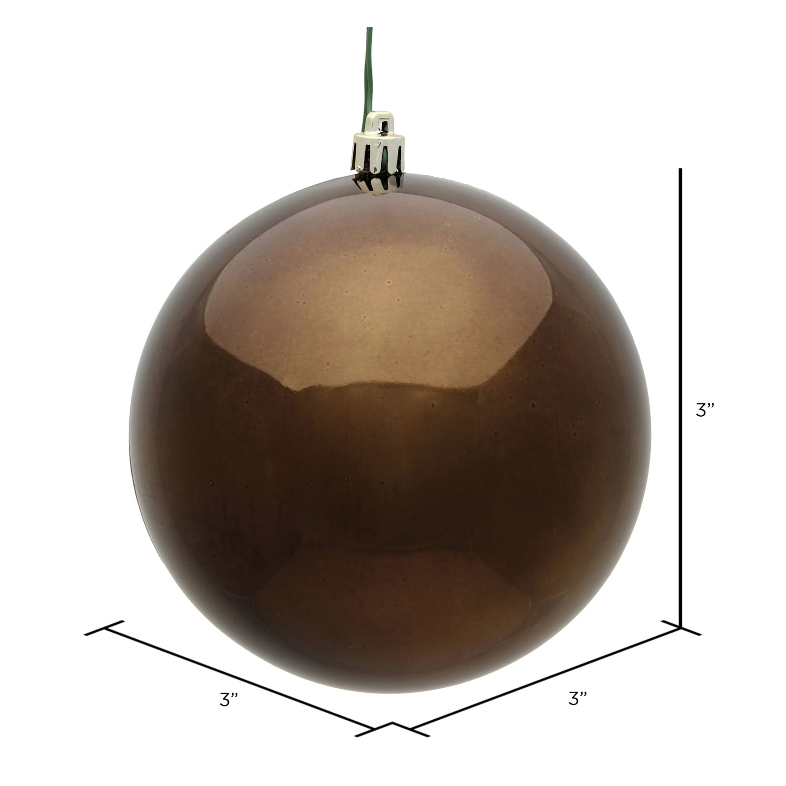 Holiday Décor Ball Ornament, 3" H x 3" W x 3" D, Shiny Chocolate