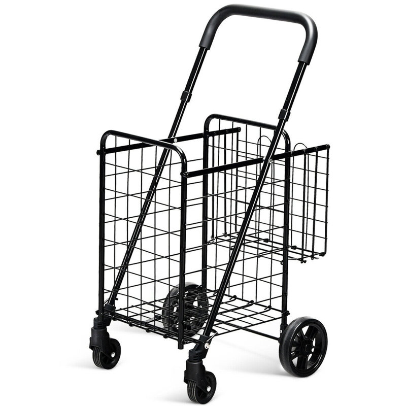 37.5'' H x 12'' W Utility Cart with Wheels, Black