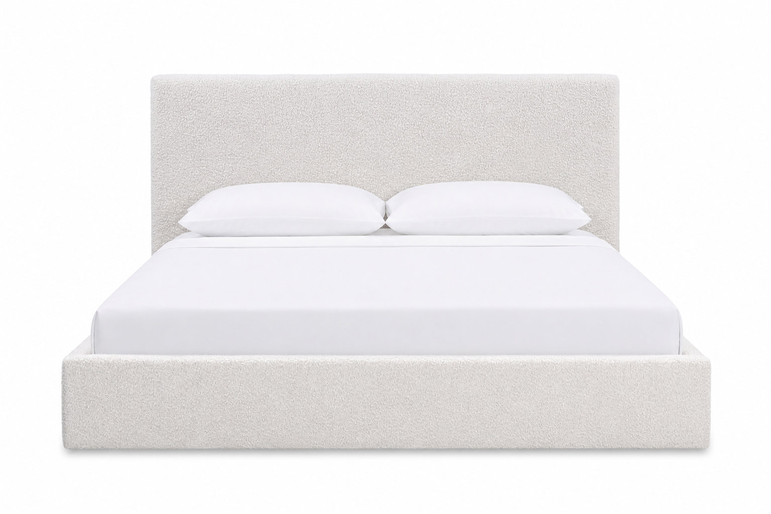 Mele Linen Upholstered Bed, King, Ivory Boucle
