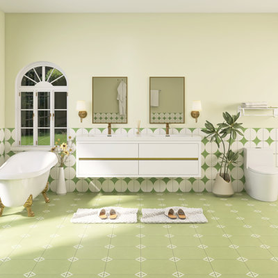 Meuble-lavabo double 70,9 po avec plateau en résine