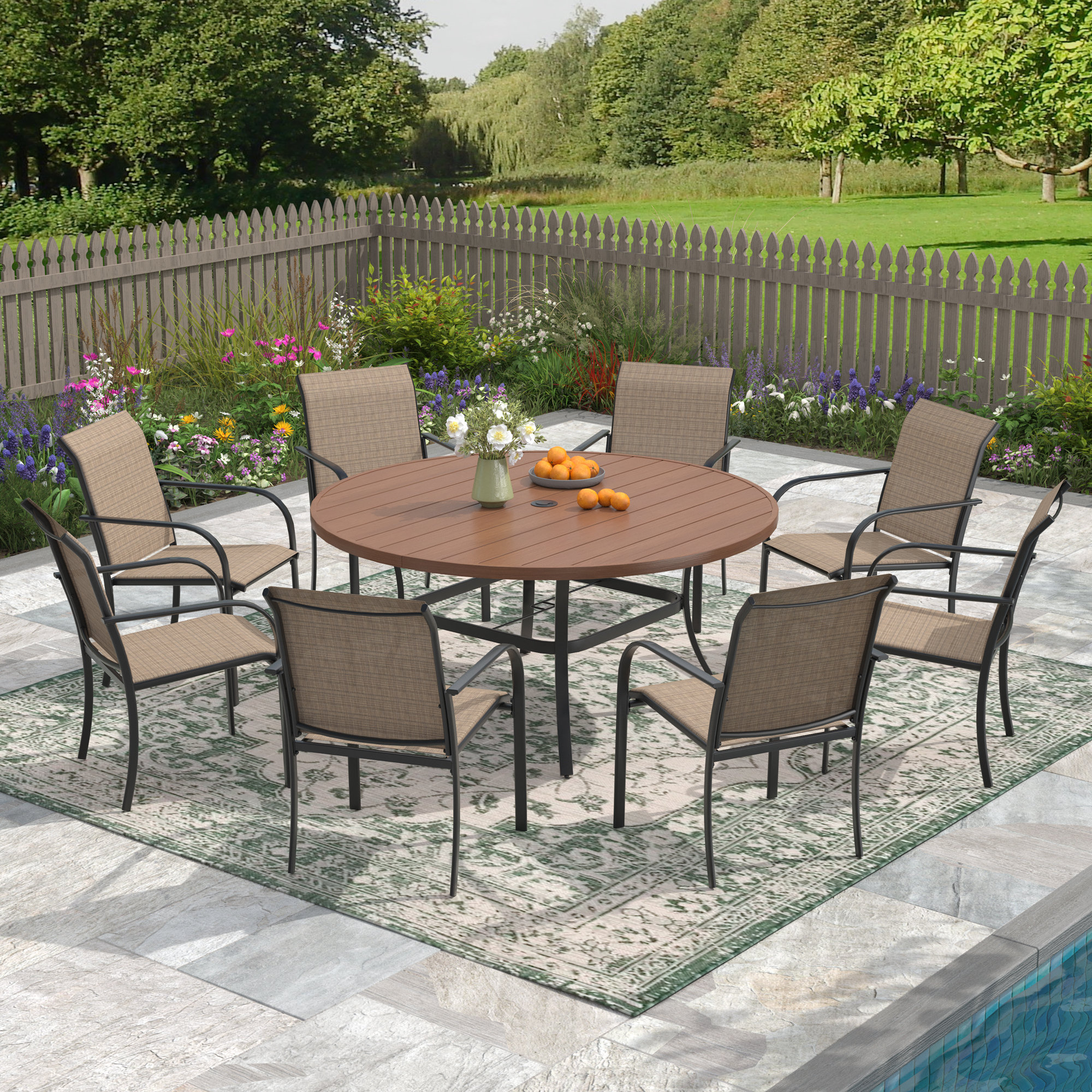 Red Barrel Studio® 8 - Person Round Outdoor Dining Set | Wayfair