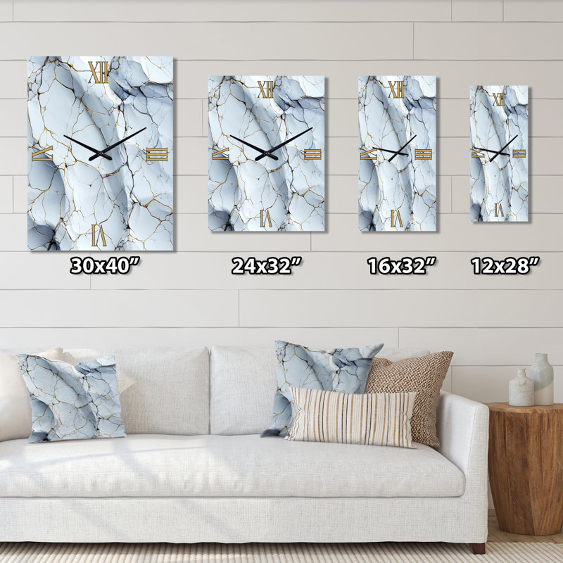 Horloge murale en marbre blanc, H 32 po x l 16 po x P 1 po