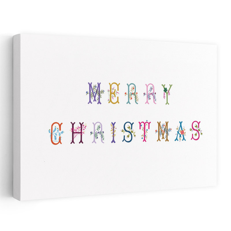 Boho «Merry Christmas», art contemporain de fleurs d'hiver, H 24 po x l 36 po