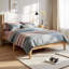 Grand lit plateforme Mid-Century moderne, tête de lit tapissier en velours avec capitonnage à boutons, pieds fuselés en bois massif, aucun sommier requis, capacité de 700 lb, assemblage facile pour la chambre à coucher-1409288241