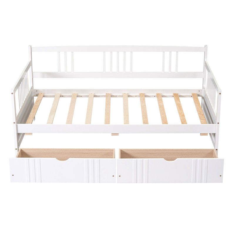 Lit de jour simple blanc avec tiroirs de rangement fonctionnels - Améliore votre style de vie