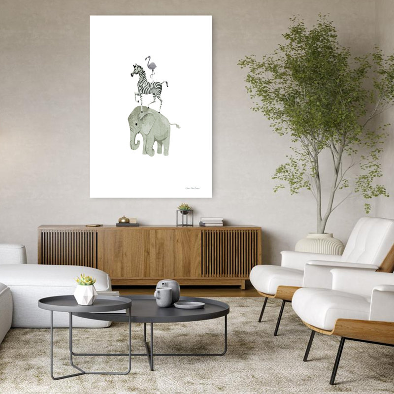 Art contemporain éléphant zébré contemporain, H 48 po x l 32 po