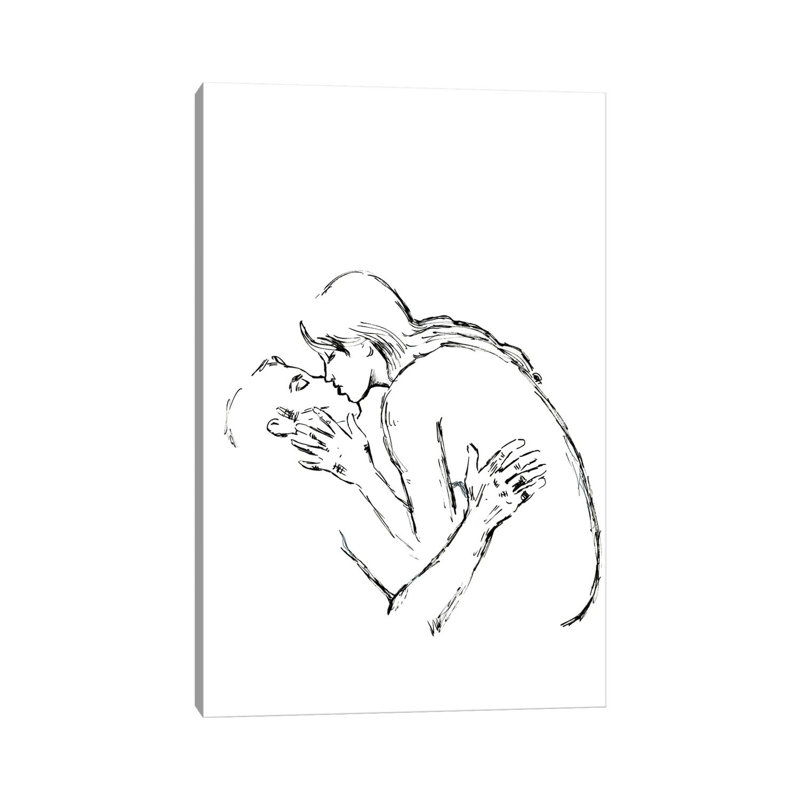 Kissed - Black And White by Fanitsa Petrou - Wrapped Canvas Print, 101.6 cm H x 66.04 cm W x 1.91 cm D