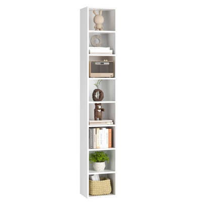 8-Tier Media Tower Rack, 11.6 X 9.3 X 70.9 Inches CD DVD Slim Storage Cabinet With Adjustable Shelves, White -  Latitude RunÂ®, 0B429A9E22BF459EA8BD649458C79D85