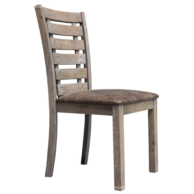 Ensemble de 2 chaises de salle à manger style campagnard rustique d'aspect vieilli en bois massif