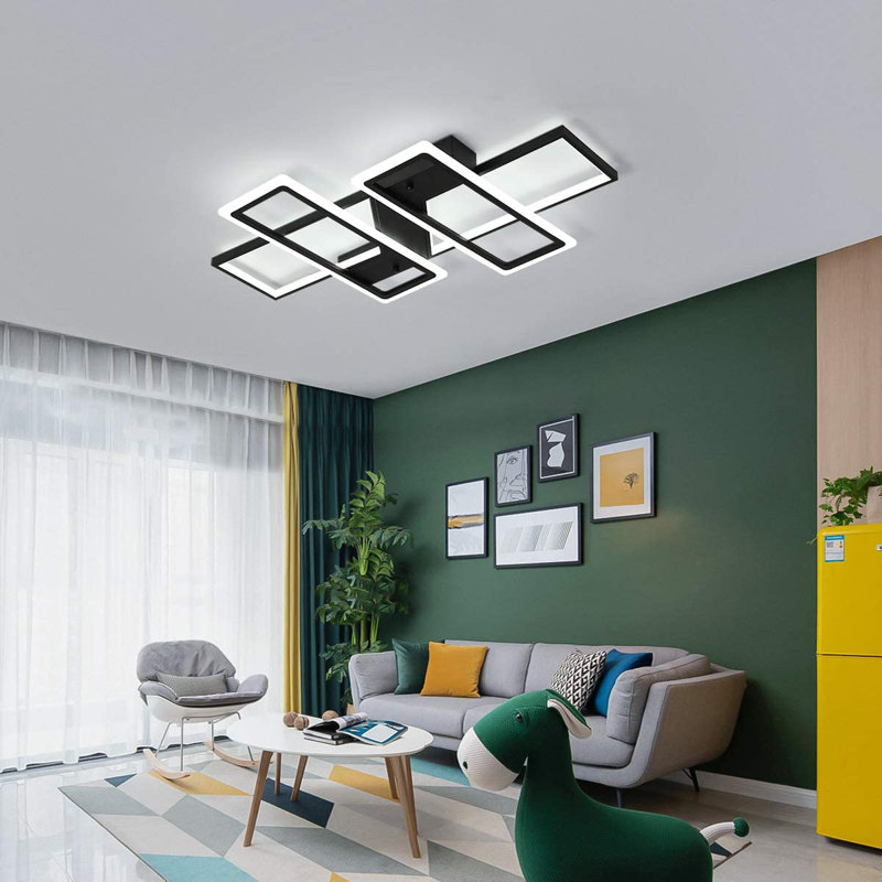 Cheyrl 4 -Light 35.4" Rectangle LED Flush Mount, Black