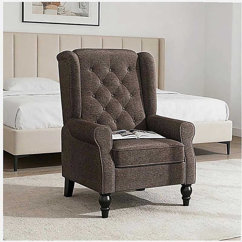 Méridienne capitonnée à boutons, fauteuil à oreilles