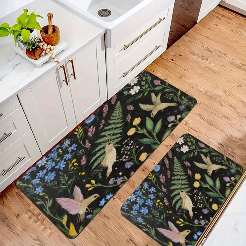 Tapis de cuisine élégants à formes géométriques et antidérapantes 2 pièces