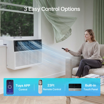 10000 BTU Smart Window Air Conditioner for 450 Sq. Ft., 6-in-1 Cooling Unit with WiFi & Remote Control, LED Touch Panel, 3 Fan Speeds, Energy Efficient Quiet AC