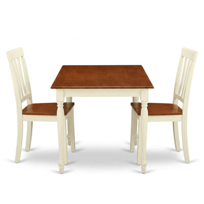Ensemble table et chaises de cuisine rectangulaires en bois dur asiatique couleur cerisier babeurre avec abattant et 2 tiroirs