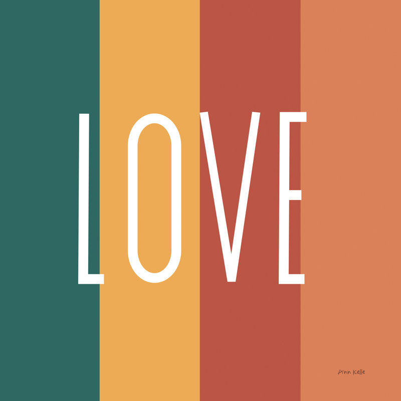«Love Rainbow Retro» par Ann Kelle, reproduction sur toile tendue, H 30 po x l 30 po, Oui, Papier avec cadre argenté