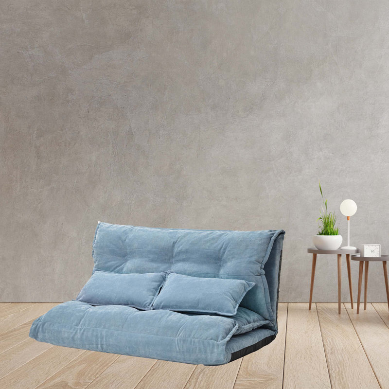 Fauteuil futon simple à dossier large de 43 po Theresa, Bleu