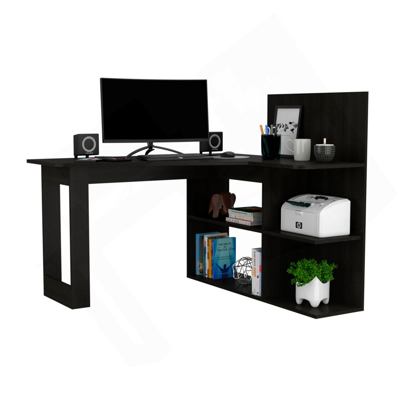 Bureau d'écriture, cinq tablettes ouvertes - noir, Black