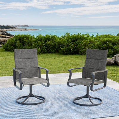 360° Swivel Dining Chair with Gentle Rocking Motion – Outdoor Patio Chair, Rust-Resistant Steel Frame(Set of 2)