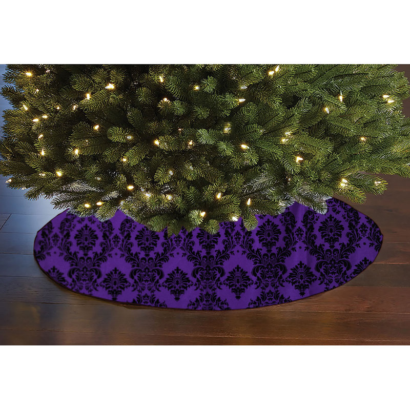 Jupe d'arbre de Noël damassé, Noir / mauve