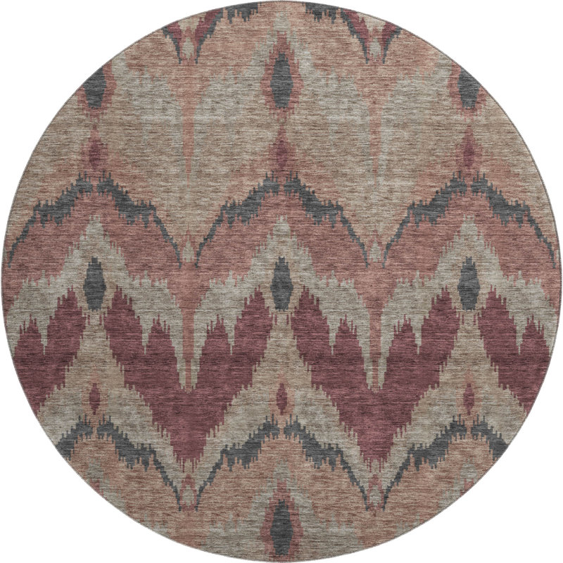 Premium Machine Washable Prisco Burgundy Rug, Round 8'