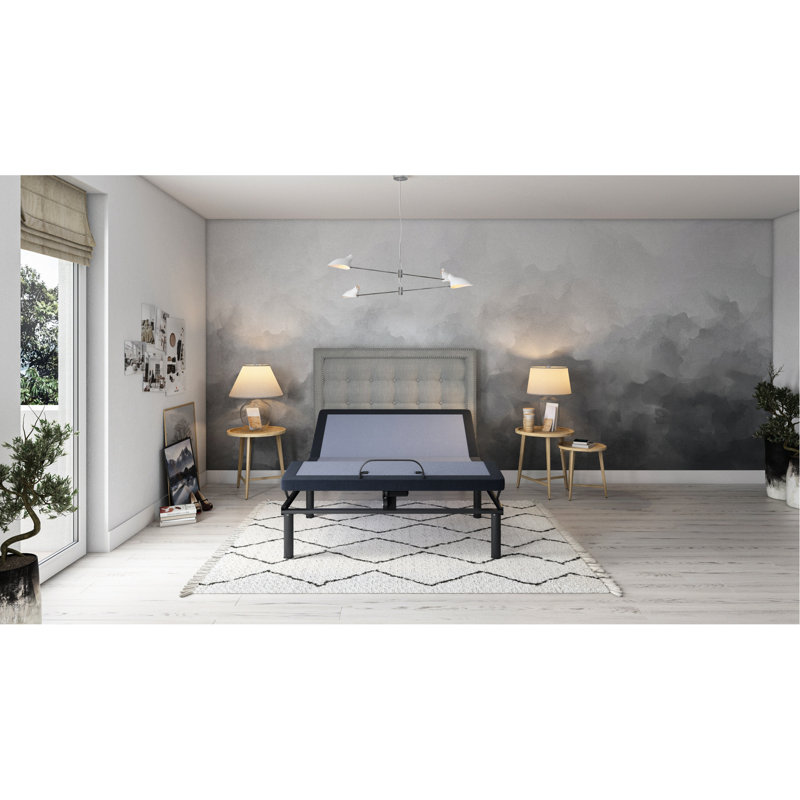 Base de lit double ajustable Os3: position zéro gravité, éclairage sous les lumières, 73,48 po de profondeur, positions programmables en acier, pliage central