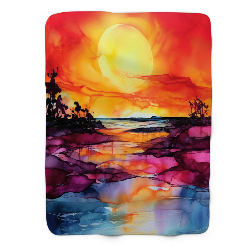 Coucher de soleil - 1 pièce Sherpa Premium, Lit simple
