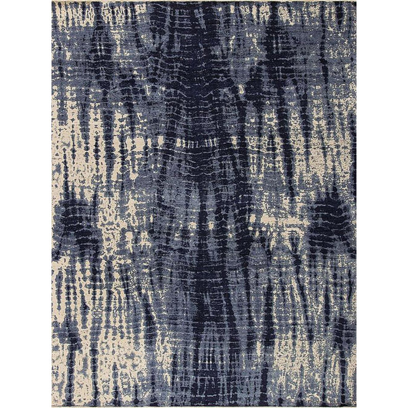 Tapis rectangulaire en laine Shibori, Rectangle 10 pi x 14 pi