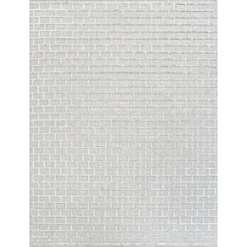 Cotton Geometric Area Rug in Gray