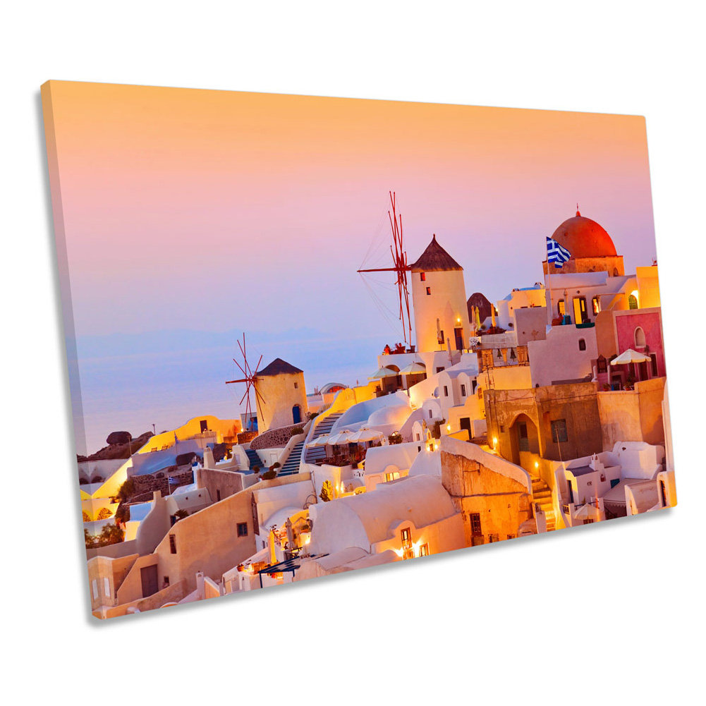 Santorini Greece Sunset - Wrapped Canvas Print