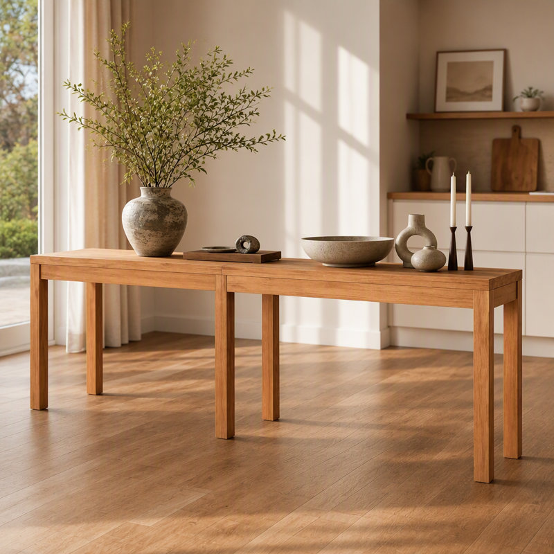 Console en bois massif de 241 cm (95 po) pour entrée et salon, table basse extra longue de style champêtre avec une hauteur de 105 cm (41,34 po).