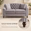 Causeuse Chesterfield de 58,5 po de largeur avec dossier incurvé capitonné, garniture cloutée, pieds en bois massif et 2 coussins décoratifs-268806669