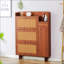 Armoire à chaussures moderne minimaliste en bois aggloméré avec rangement multifonctionnel, idéale pour les décors nordiques et industriels.