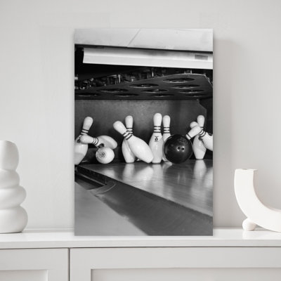 1960S Close-Up Of Bowling Ball Hitting Pins Classic Retro Vintage Wall Art