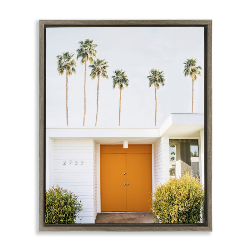 Art mural sur toile flottante Palm Springs, H 17 po x l 21 po, Cadre flottant orme Montalcino