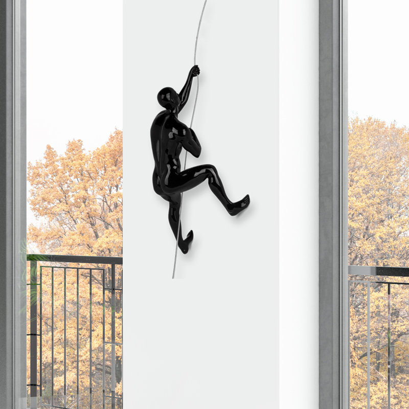 Handmade People Wall Decor on Resin, Black
