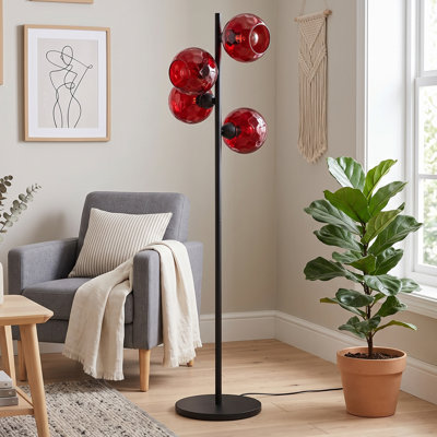 Apex Black Glass Globe Floor Lamp