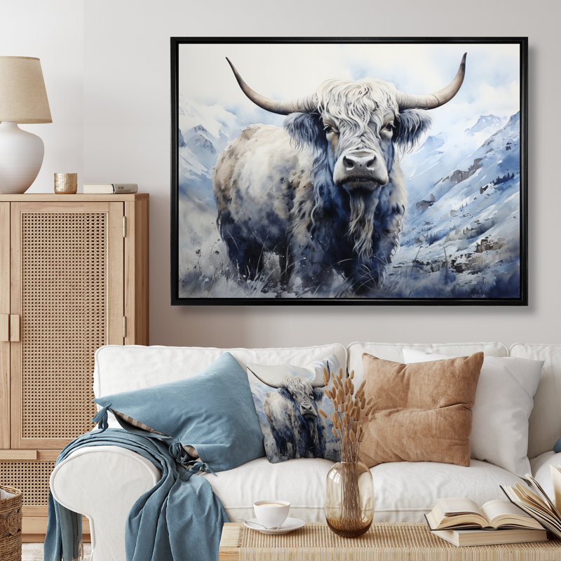 Yaks majestueux pointillisme grâce, Noir, H 24 po x l 32 po x P 1 po