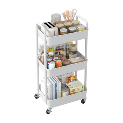 3-Level Practical Rolling Storage Cart With Lockable Wheel, Multi-Functional Storage Rack For Kitchen, Living Room, Office -  CUDRIC, 20001