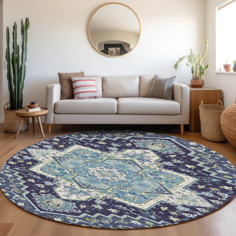 Machine Washable Indoor/Outdoor Chayden ACN1036 Rug, Round 8'