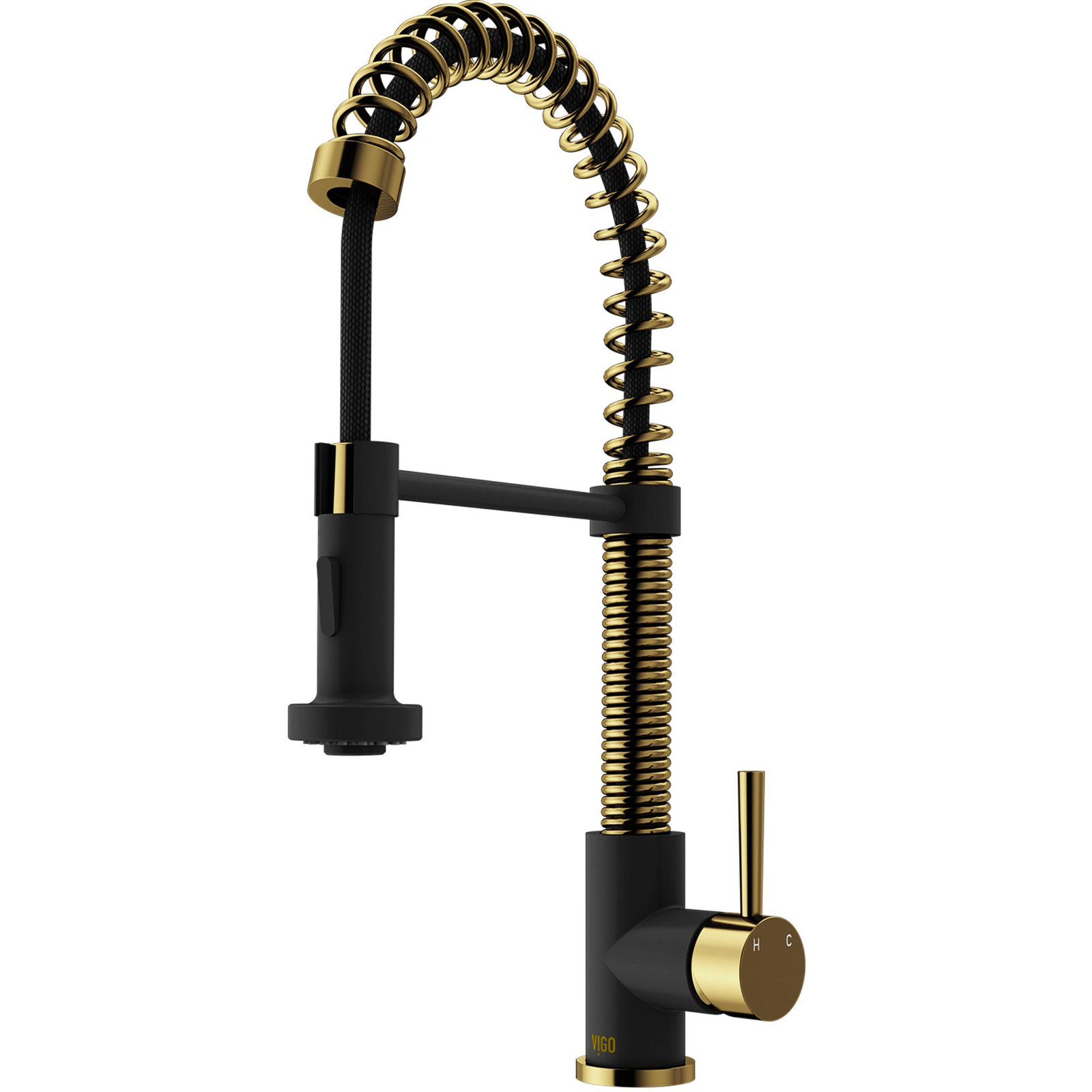 Edison 19" H 1-handle Pull-Down 2-Function Sprayer Kitchen Faucet, Without Soap Dispenser, Matte Gold/Matte Black