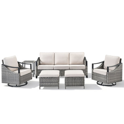 6-Piece Outdoor Modern Iron Armrests Complete Conversation Set For Family Chats And Party