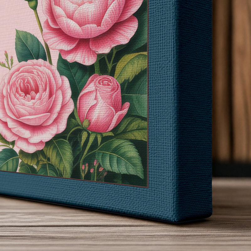 Hummingbirds and Blooms Botanical - Wrapped Canvas, 18x12 - 45.7 x 30.5 cm, Teal Border