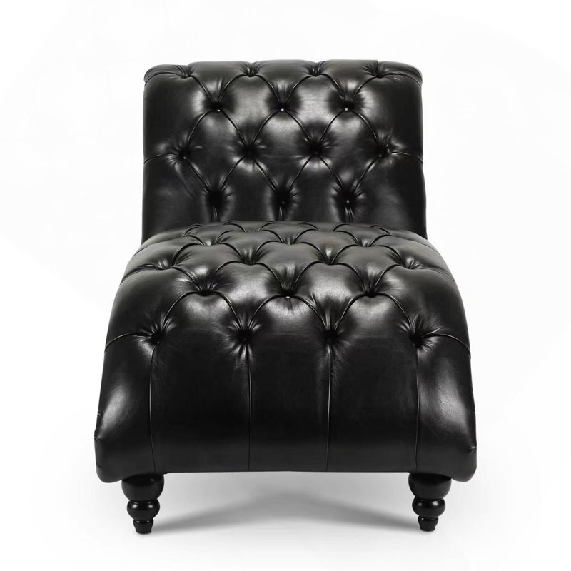 Chaise longue sans accoudoirs touffetée, Noir