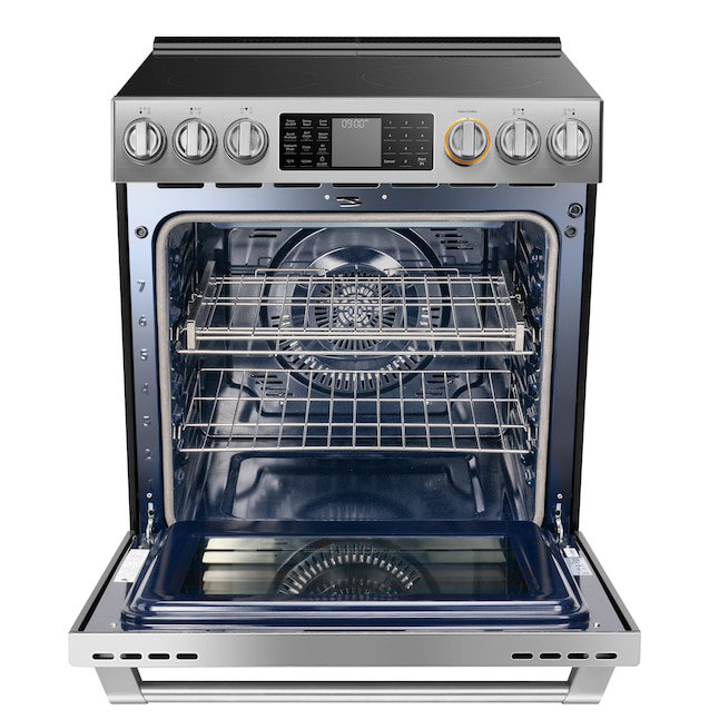 Stainless Steel 30" Slide-In Electric Range, 5-Burner Cooktop, 5.7 Cu. Ft. Capacity True Convection Oven, Air Fry  with Built-in Self-Clean Mode