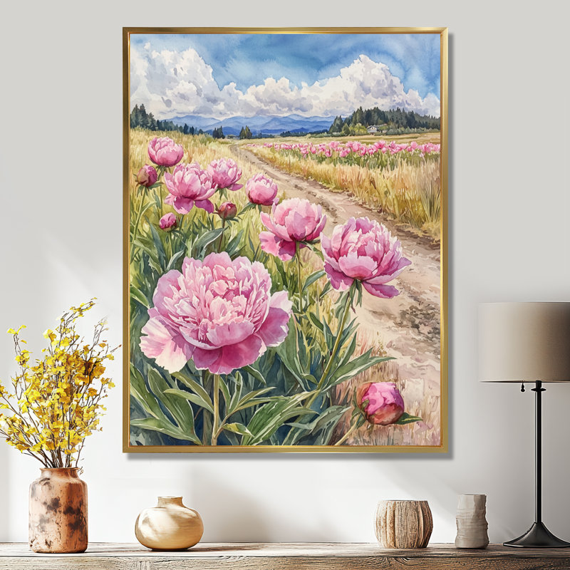 Bryner - impression sur toile florale, Impression encadrée flottante, H 44 po x l 34 po, Doré
