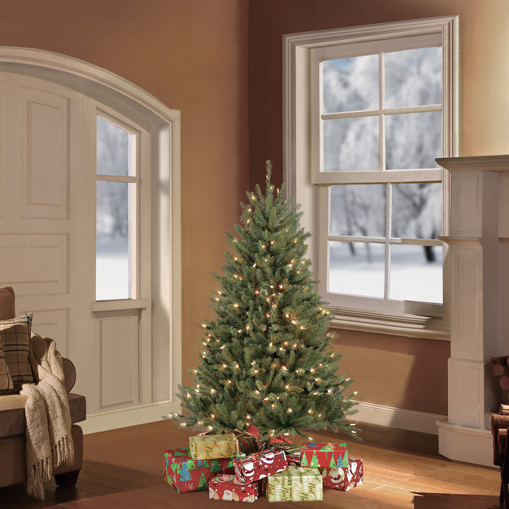 Frosted Pre-Lit Fir Christmas Tree, 4.5' H
