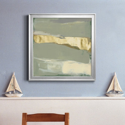 Toile encadrée sauge et or Swipe III-Premium - prête à être accrochée