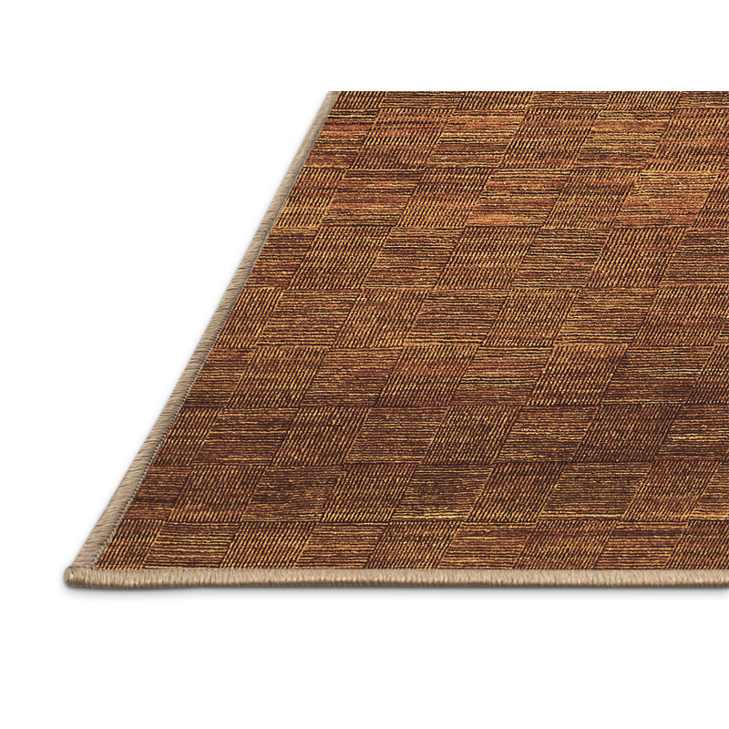 Tapis contemporains brun lavable à la machine, Rectangle 6 pi x 9 pi