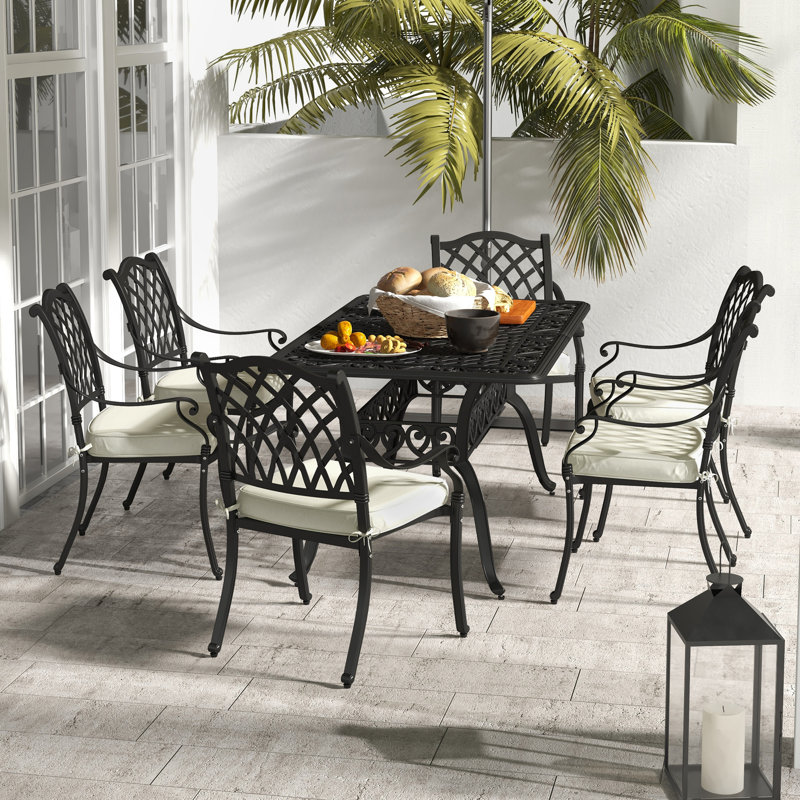 Clarendale 6 - Person Patio Dining Set with Rectangular Table , Cushions Included