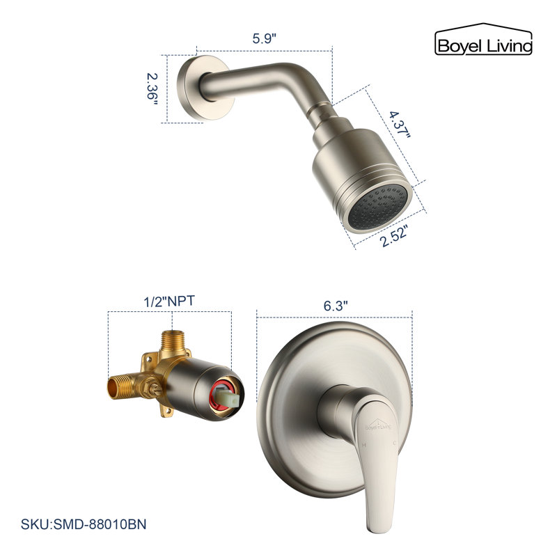 All-In-One Kit with Rough in-Valve, Brushed Nickel